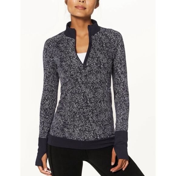 Lululemon Rest Leas 1/2 Zip Pullover Black and white Size 4 - Picture 1 of 6